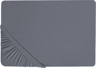 Beliani S&aacute;bana De Algod&oacute;n Gris Oscuro 90 X 200 Cm Ajustable Bordes El&aacute;sticos S&oacute;lido Janbu