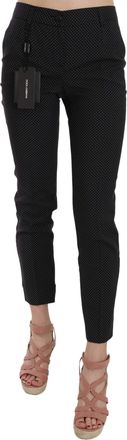 Dolce & Gabbana Womens Polka Dot Slim Capri Trousers Tapered Pants Black Virgin Wool