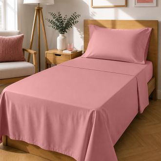 KASANOVA Completo letto singolo tinta unita corallo