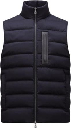 Moncler Logo Detail Gewatteerd Vest - Heren - Bodywarmers - Blauw - M - Leer - Jassen