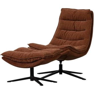 Woood draaifauteuil met hocker Kube