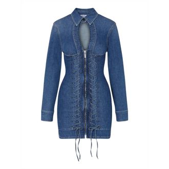 Liu Jo Shirt Dresses, female, Blue, Size: XS Short Denim Dress with Ties