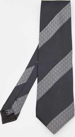 Emporio Armani Black & Grey Striped Silk Tie