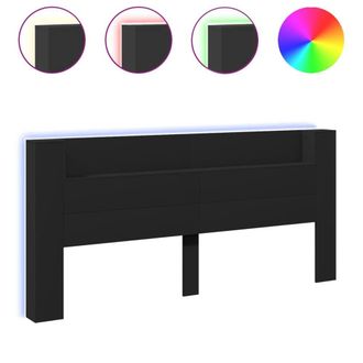 Berkfield Home Headboard Cabinet with LED Black 220x16.5x103.5 cm