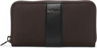 Kiton Leren ritsportemonnee met metalen logo - Heren - Portefeuilles - Bruin - ONE Size - Leer - Accessoires
