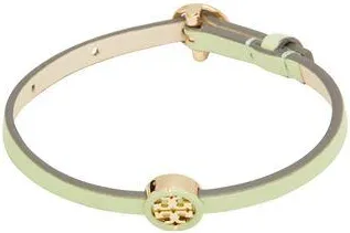 Tory shops Burch Wrap Bracelet Green Gold Toned Hardware Leather