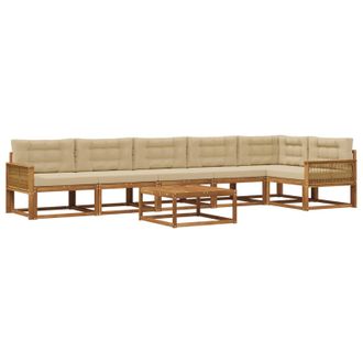 vidaXL Conjunto De Sof&aacute;s De Exterior Con Coj&iacute;n 7 Pcs Natural Y Beige Vidaxl