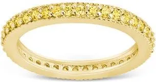 Sterling Forever Cubic Zirconia Pav&eacute; Thin Band Ring in Gold/canary at Nordstrom, Size 10