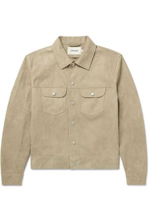 Frame Denim Slim-Fit Suede Trucker Jacket