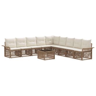 vidaXL Conjunto De Sof&aacute;s De Jard&iacute;n 10 Pcs Beige Rat&aacute;n Sint&eacute;tico Vidaxl