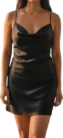Emerald Sundae Satin Mini Dress In Black