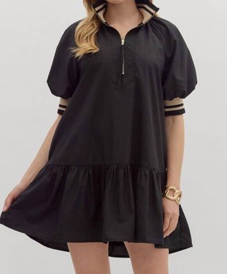 Entro Heather Zip Flare Hem Mini Dress In Black