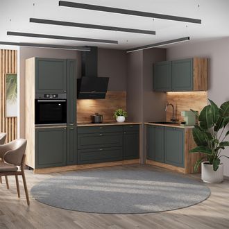 Vicco Cocina Fame-line, Verde Dorado Casa De Campo/roble Dorado, 220 X 120 Cm, Et Antracita, Vicco