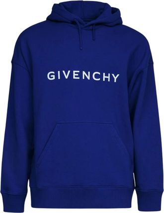 Givenchy Hoodies & sweatvesten, Heren, Blauw, S, Katoen, Slim Fit Hoodie