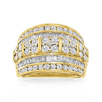 Ross-Simons Round and Baguette Diamond Multi-Row Ring in 18kt Gold Over Sterling