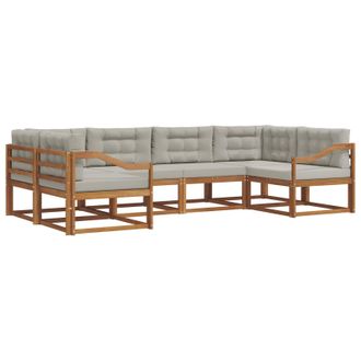 vidaXL Conjunto De Sof&aacute;s De Exterior 6 Pcs Gris Natural Y Claro Vidaxl