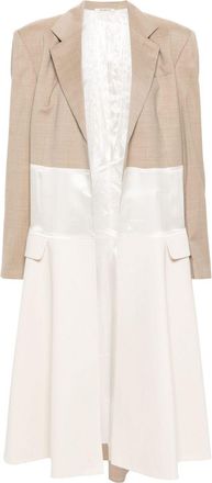 Peter Do Neutral Panelled Single-Breasted Coat - Womens - Viscose/Cotton/Virgin Wool