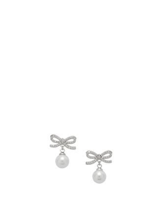 Self Portrait Earrings With Bow And Pearls