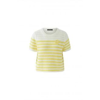 Oui Round-neck Knitwear, female, Multicolor, XL, Striped Short-Sleeve Pullover