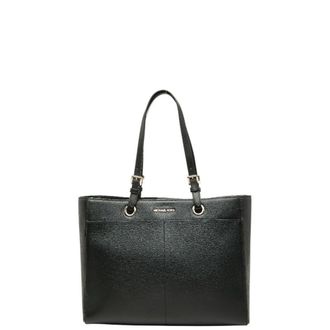 Michael Kors Black Leather Handbag Tote Bag (Pre-Owned)