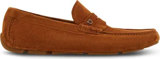 Ferragamo Classic Suede Loafers with Metallic Accent and Traction Sole