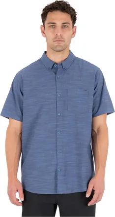 Hurley Icon Shirt Mens Obsidian Stretch Short Sleeve Button-Down DSGL1218