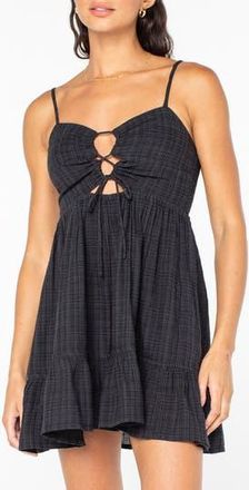 Roxy Jasmine Lace-Up Cotton Blend Sundress in Anthracite at Nordstrom Rack, Size X-Large