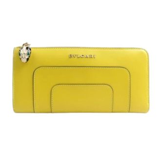 Bulgari Pre-owned Leren Portemonnee - Dames - Vintage Accessoires - Geel - ONE Size - Leer - Vintage