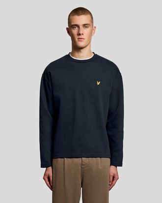 Lyle & Scott Mens Raised Jacquard Crew Neck Sweatshirt - Navy - Size X-Small