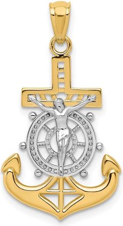 Diamond2Deal 14k Yellow Gold Rhodium Polished Mariners Crucifix Pendant