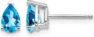 Diamond2Deal 14k White Gold 6x4mm Pear Blue Topaz Earrings