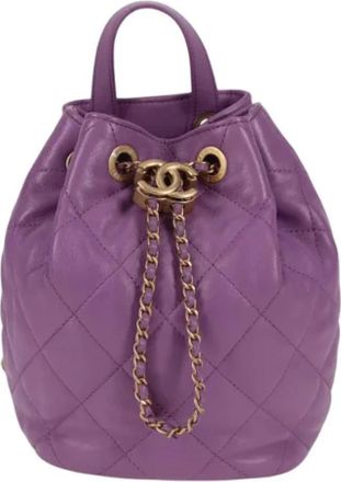 Chanel Pre-owned Leather backpacks - Dames - Vintage Rugzakken - Paars - ONE Size - Vintage