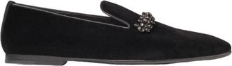Jimmy Choo London Bing Crystal-Embellished Velvet Loafers, Brand Size 37.5 ( US Size 7.5 )