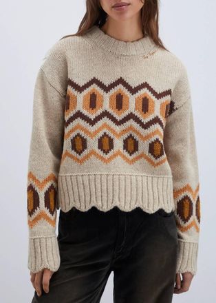 Roy Rogers Argyle Wool Sweater In Beige