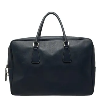 Prada Navy Leather Briefcase (Pre-Owned)