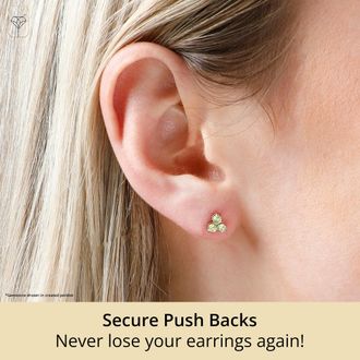 MAX + STONE 14k White or Yellow Gold Small Gemstone Trio Round Stud Earrings