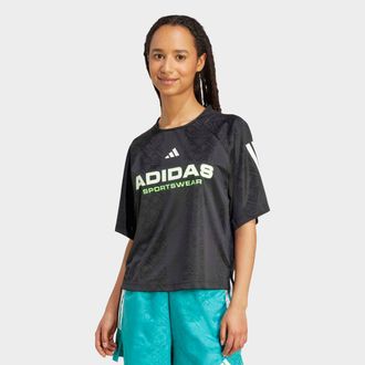 adidas T-Shirt ADIDAS SPORTSWEAR W TIRO Q3 TEE, Damen, Gr. XS, schwarz-weiss (schwarz, wei&szlig;), Obermaterial: 100% Polyester, Rundhals, Shirts T-Shirt, sportli