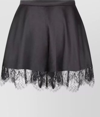 Nina Ricci silk high waist mini shorts lace trim