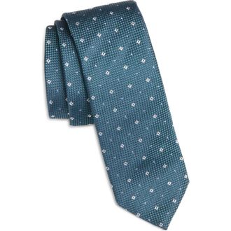 BOSS Silk Blend Jacquard Tie in Open Green at Nordstrom Rack