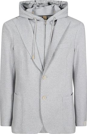 Eleventy Jersey 3 Bott Pettorina Capp. - Heren - Blazers - Blauw - 3XL - Katoen - Jassen