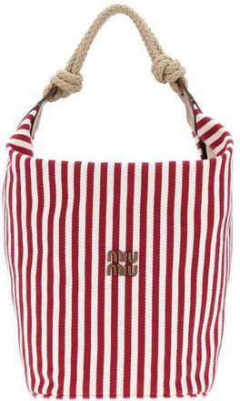 Miu Miu Embroidered Canvas Bucket Bag Rubinocognac Borse A Secchiello