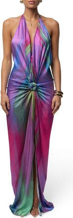 JLUXLABEL Daydream Abstract Print Open Back Maxi Dress in Purple at Nordstrom, Size Medium