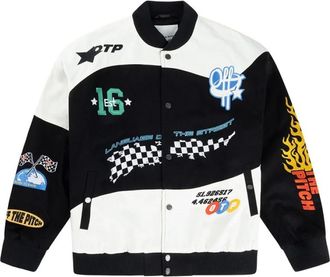 Off the Pitch Racer Varsity Jack Zwart - Heren - Bomber jackets - Veelkleurig - XS - Katoen - Jassen