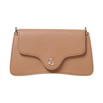 Coccinelle Cross Body Bags, female, Beige, Size: ONE SIZE Textured Leather Flap Clutch Bag