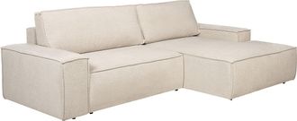 Vente-Unique Sof&aacute; rinconera derecha convertible en tela texturizada beige AMELIA