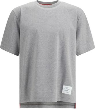 Thom Browne Oversized T-shirt met iconische patch - Heren - T-shirts - Grijs - L - Tops