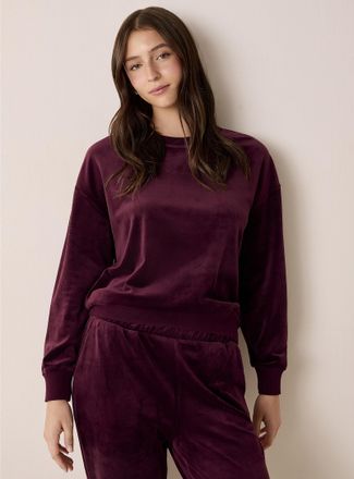 Miiyu Womens Cropped velvety plain lounge sweatshirt