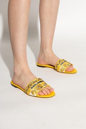 Dolce & Gabbana Slides With Logo, Womens, Yellow