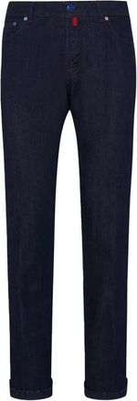 Kiton Slim Fit Donkerblauwe Katoenen Jeans - Heren - Slim Fit Jeans - Blauw - W33 - Katoen - Jeans