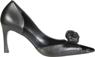 Rotate Smooth Leather Knot Pointed Toe Pumps